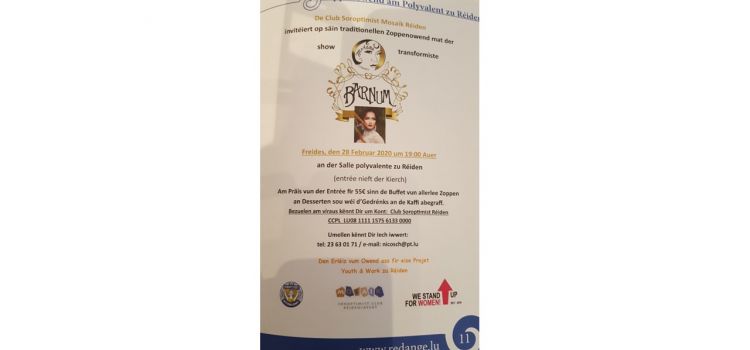 Zoppenowend haut zu Réiden am Polyvalent organiséiert vum Club Soroptimist Mosaik Réiden